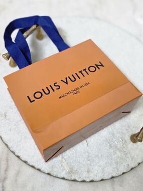 Louis Vuitton Orange Shopping Bag with Blue Ribbon Handles
